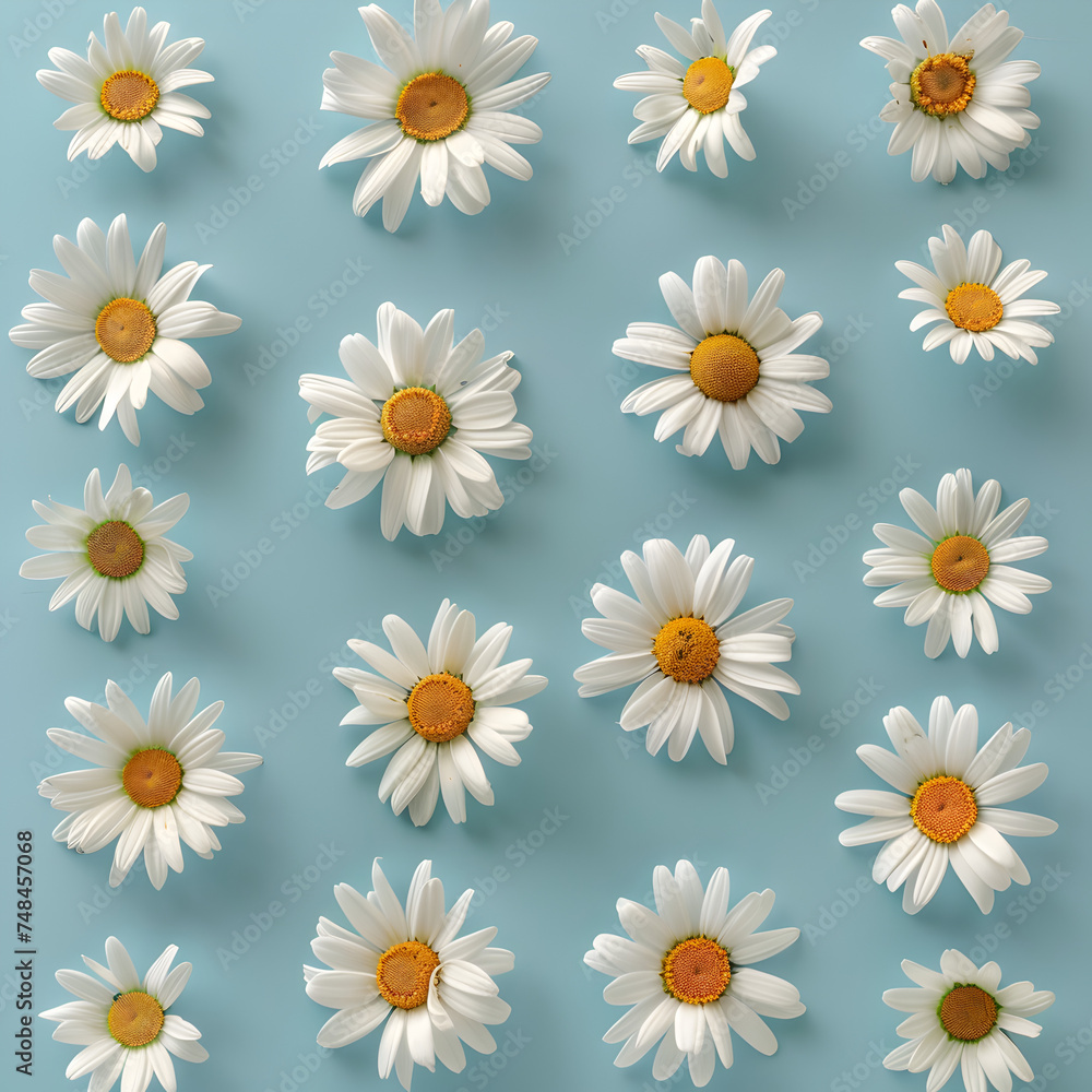 Daisy spring flowers pattern, top view Daisy spring flowers pattern, top view