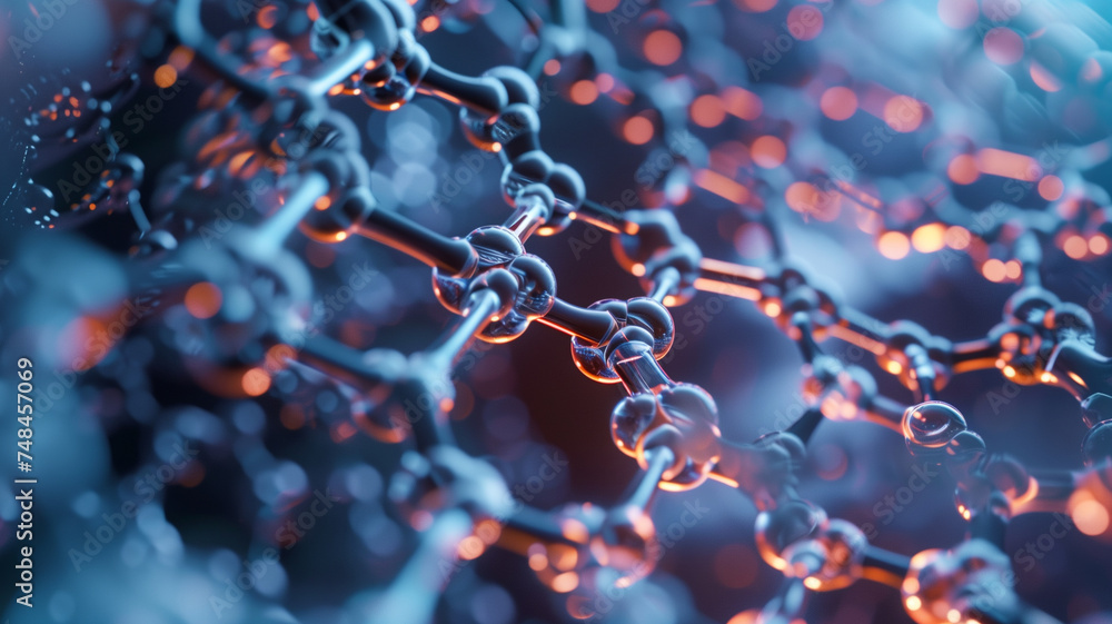 A highly detailed 3D illustration of a complex molecular structure ...