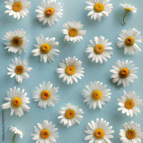 Daisy spring flowers pattern, top view © Viacheslav