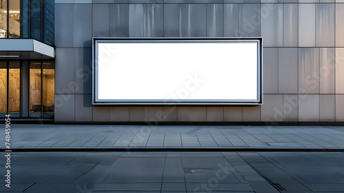 public shopping center mall or business center high big advertisement board space as empty blank white mockup signboard with copy space area for sale and offers advertisements © Mursida