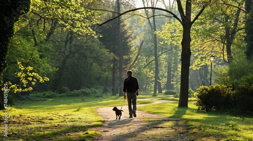 a man is walking with his pet © Rustam