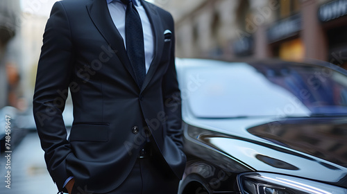 Professional driver near luxury car, closeup. Chauffeur service © Mursida