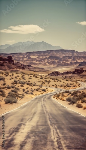 Road on desert view background