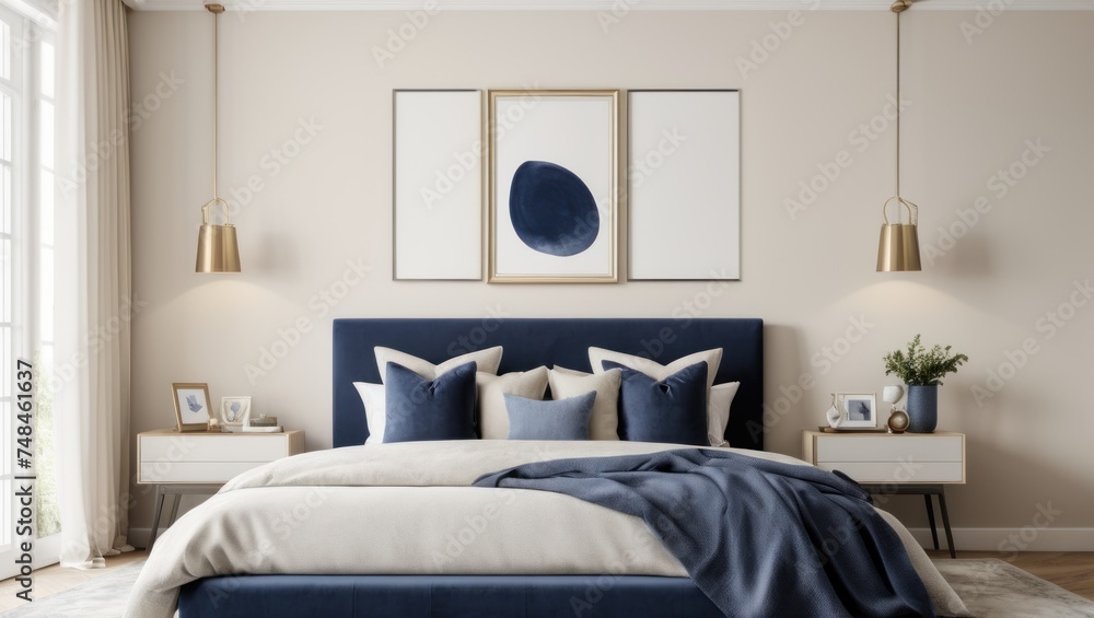 Fototapeta premium Elegant bedroom interior template design