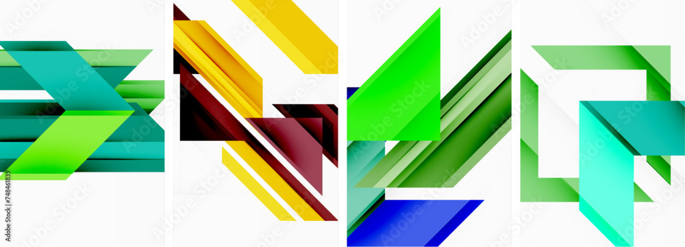 Bright colorful geometric abstract poster background set Bright colorful geometric abstract poster background set