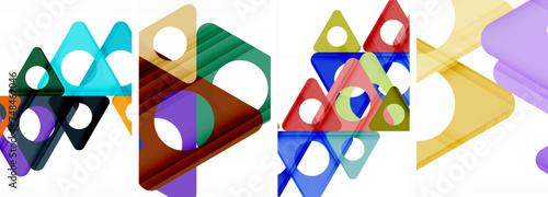 Abstract background set featuring captivating triangles. Harmonious blend of geometry and style, these designs bring modern flair