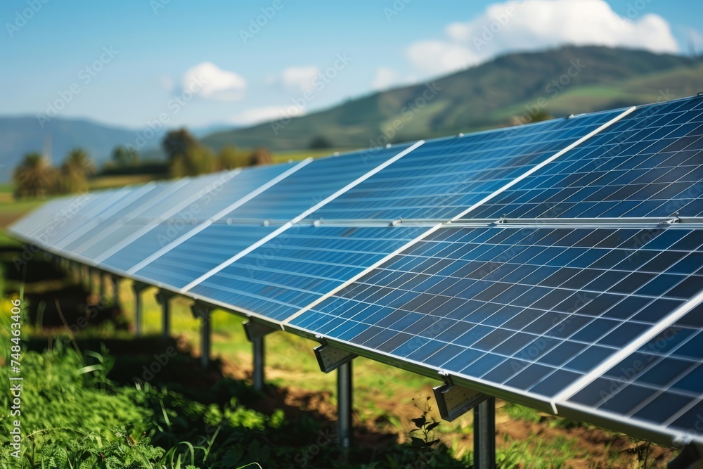 Installed solar panels, green energy Installed solar panels, green energy