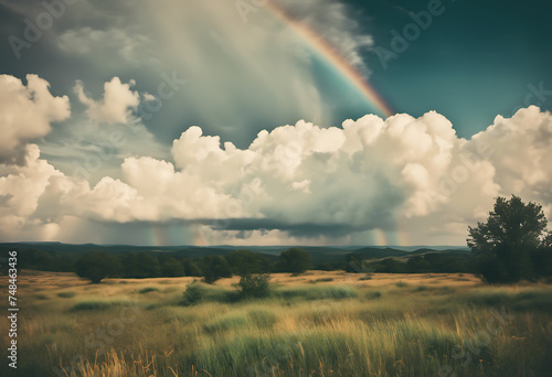 cloud sky and rainbow background