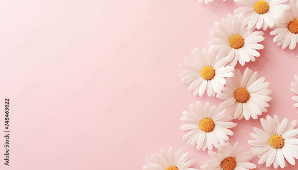 Fototapeta premium daisy flowers on pink background