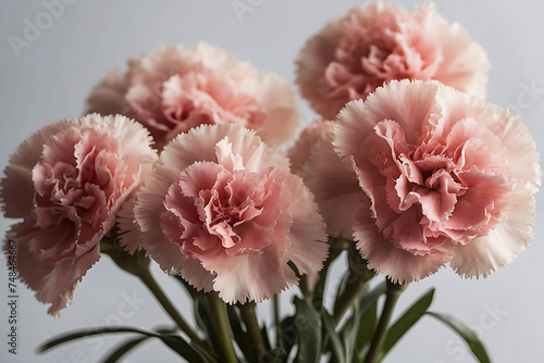 Isolated carnation on isolated pastel background Copy space pink and lovely