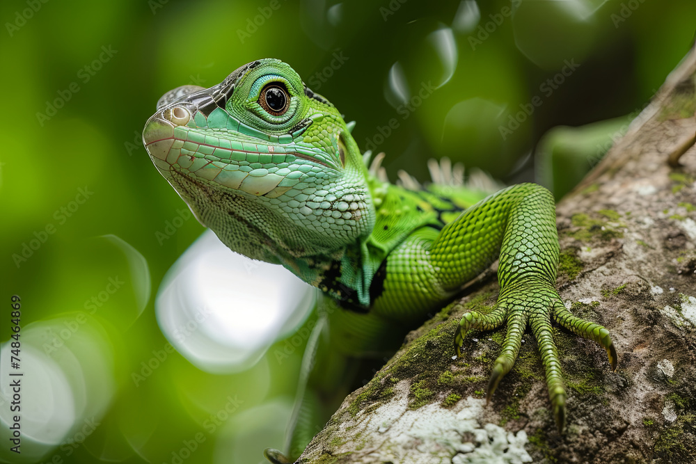 A green tree-dwelling lizard A green tree-dwelling lizard