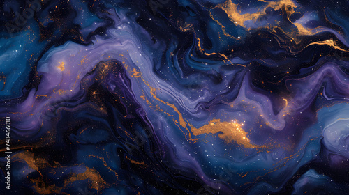 marble background inspired by celestial themes. Use deep blues, purples, and gold to mimic the night sky, and incorporate subt photo