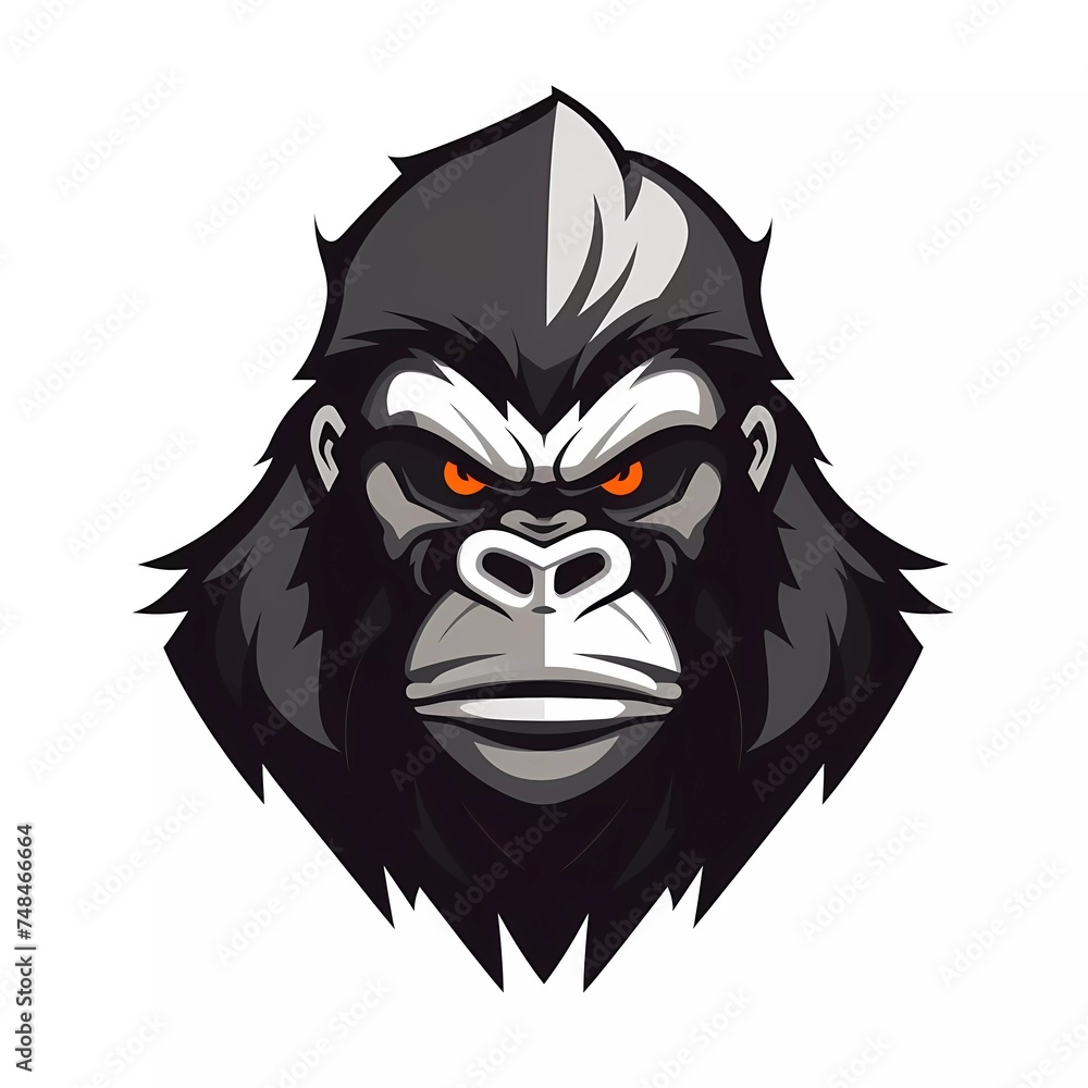 flat logo vector illustration of a combination of a gorilla with the letter G. generative ai - obrazy, fototapety, plakaty 