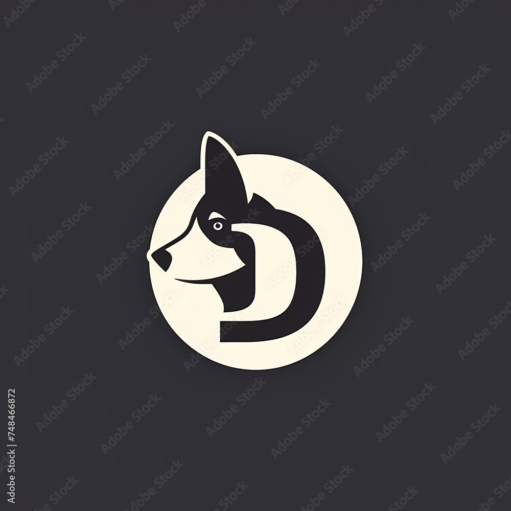 flat logo vector illustration Initial Letter D with dog head, minimalist letter logo template design. generative ai flat logo vector illustration Initial Letter D with dog head, minimalist letter logo template design. generative ai