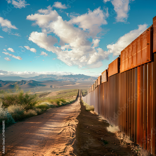 The US border wall with Mexico  photo