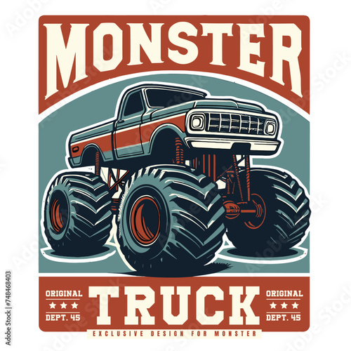 Collection vector art Monster Truck, Illustration vintage 