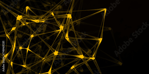 Vector neon background. Design of path transparent glass petals, geometric shapes. Network connection structure. Design digital technologies, networks, science, futuristic cyber system of background.