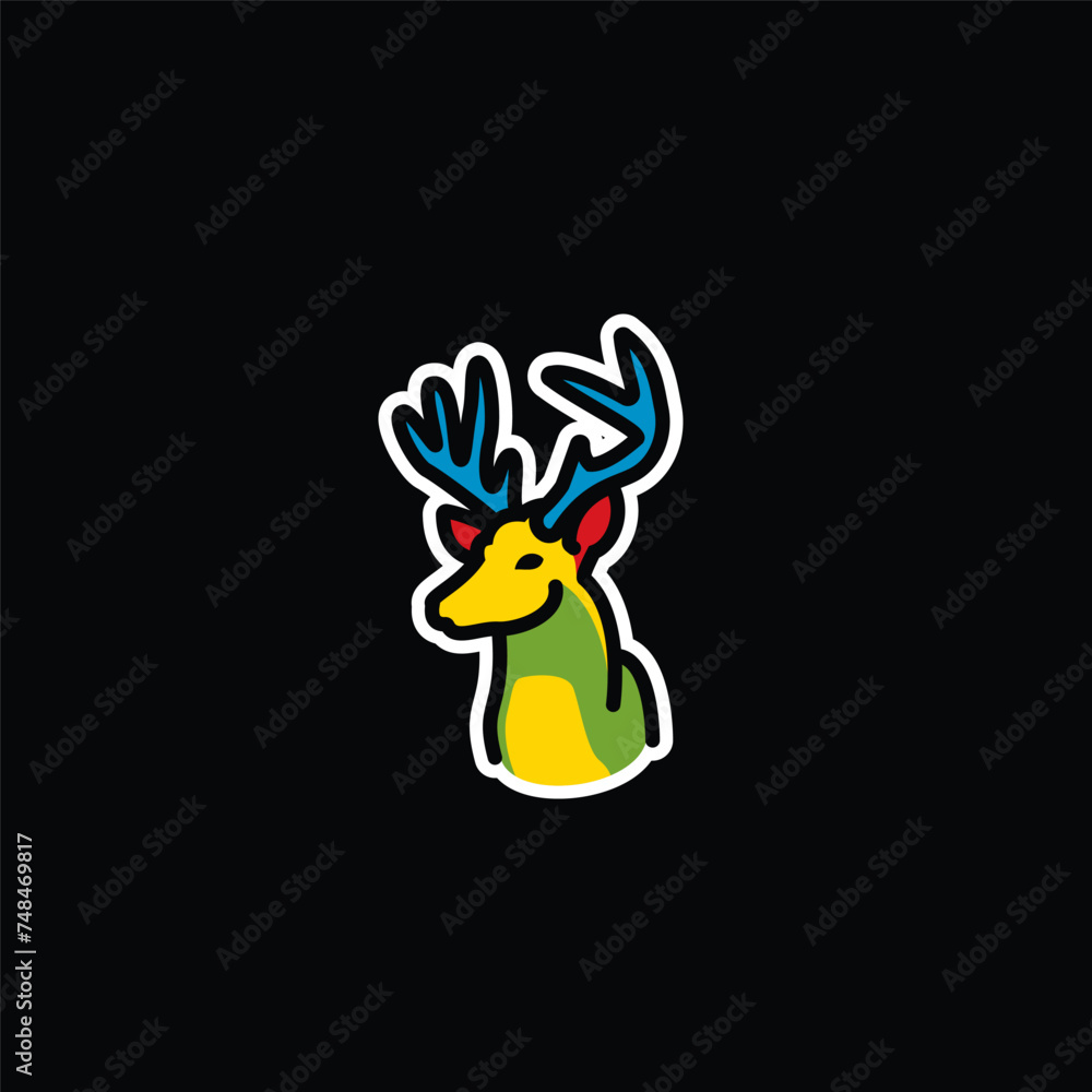 Original vector illustration. A deer icon with big horns.