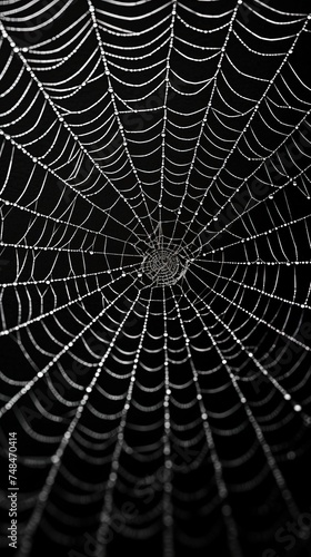 spider web with dew drops