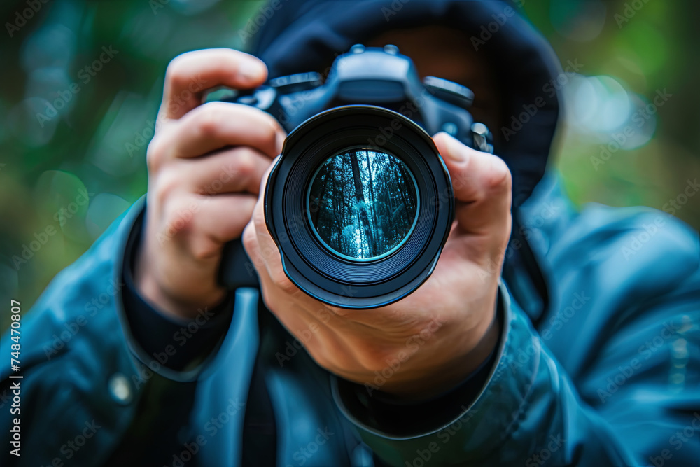 A photographer capturing an image with his camera A photographer capturing an image with his camera