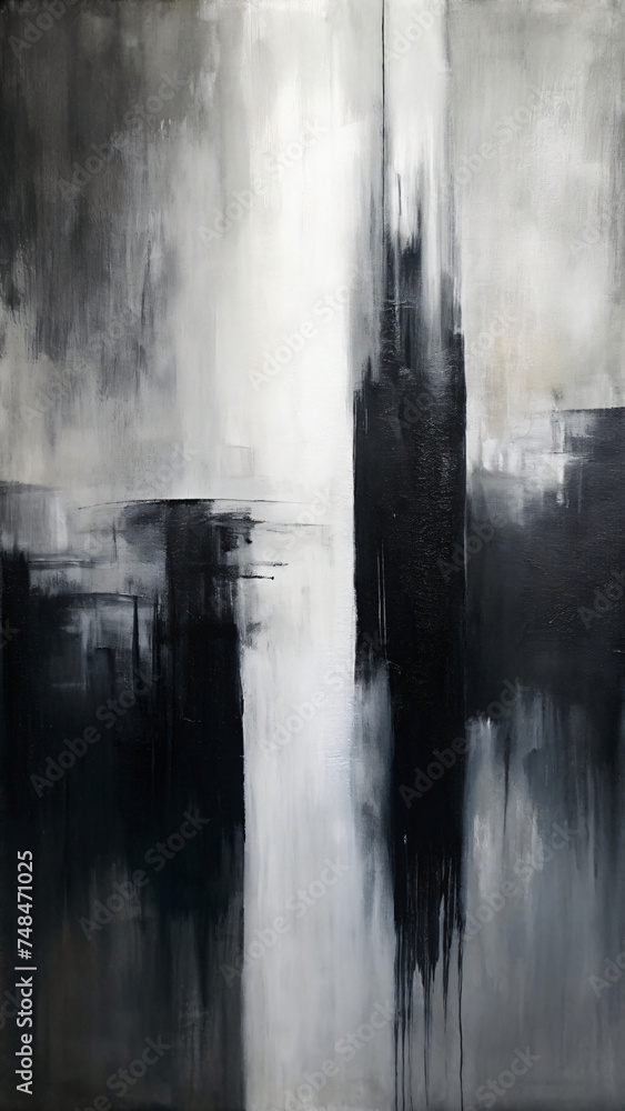 Abstract painting, black and white
