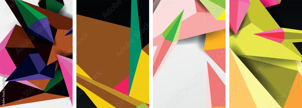Mosaic triangles poster geometric abstract background set Mosaic triangles poster geometric abstract background set