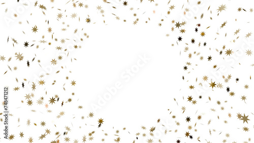 Holiday Twinkle: Celebrate the season with this 3D artwork showcasing a shower of golden eight-pointed stars, perfect for both Christmas and New Year's designs. 