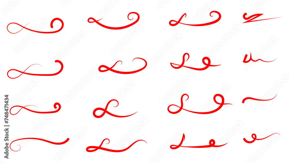 Swashes swoops and swishes calligraphy signs sets. Underlines hand drawn strokes. Brush drawn thick curved smears. Hand drawn collection of curly swishes, swashes, squiggles. Vector symbols sets. Swashes swoops and swishes calligraphy signs sets. Underlines hand drawn strokes. Brush drawn thick curved smears. Hand drawn collection of curly swishes, swashes, squiggles. Vector symbols sets.
