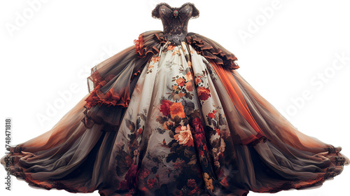 Gorgeous floral vintage style dress isolated on white, perfect for elegant occasions and timeless fashion, Generative Ai