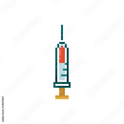 Syringe with blood, pixel art object