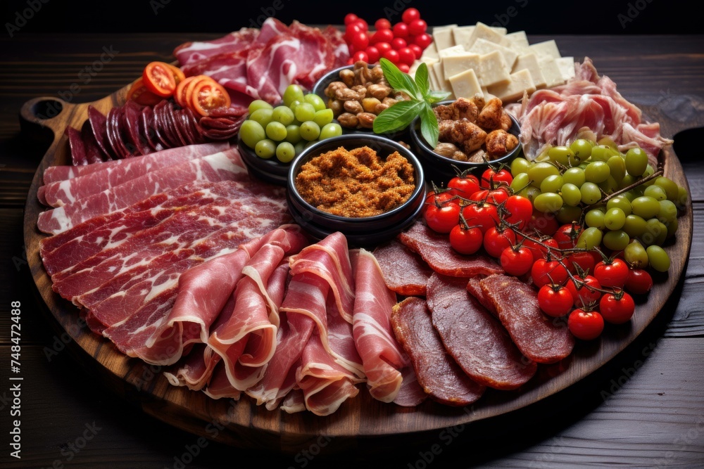 Succulent Meat platter appetizers. Food party. Generate Ai Succulent Meat platter appetizers. Food party. Generate Ai