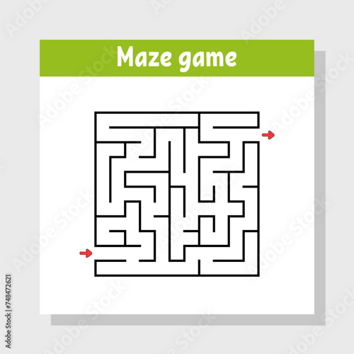 Abstract square maze. Game for kids. Puzzle for children. Labyrinth conundrum. Find the right path. Vector illustration.