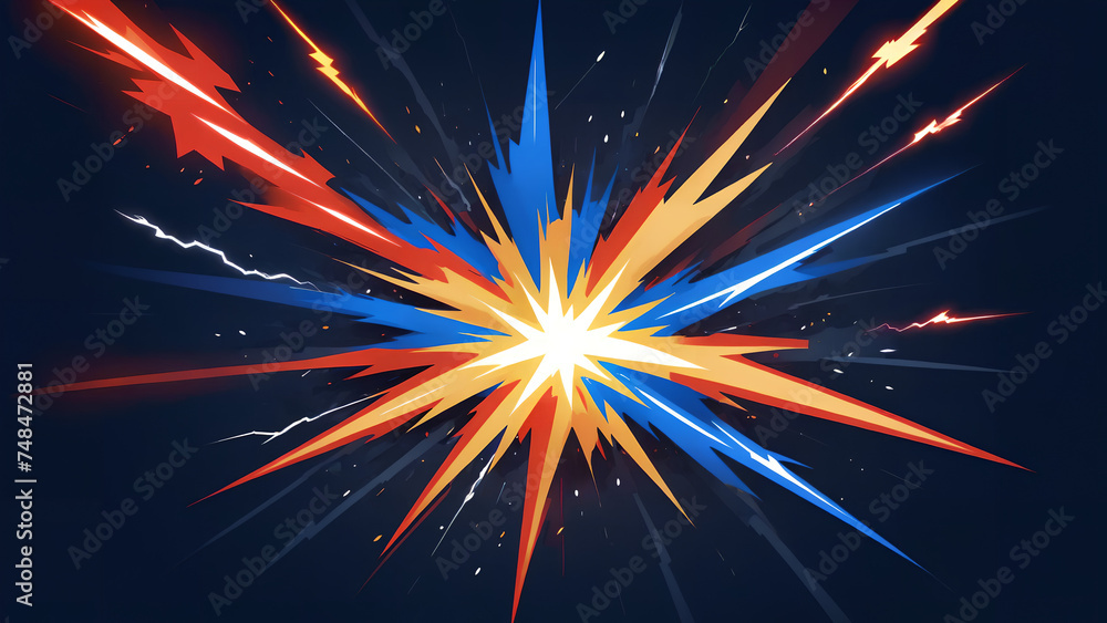 Fototapeta premium Abstract Blast Excitement Explosion Lightning Bolt