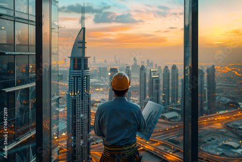 architecture construction skyscraper , neom saudi arabia, engineer at work, construction workers at construction site, UAE, Dubai	