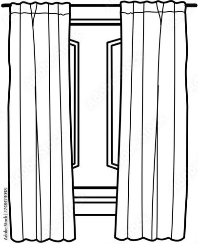 Doodle decortive Window curtain outline