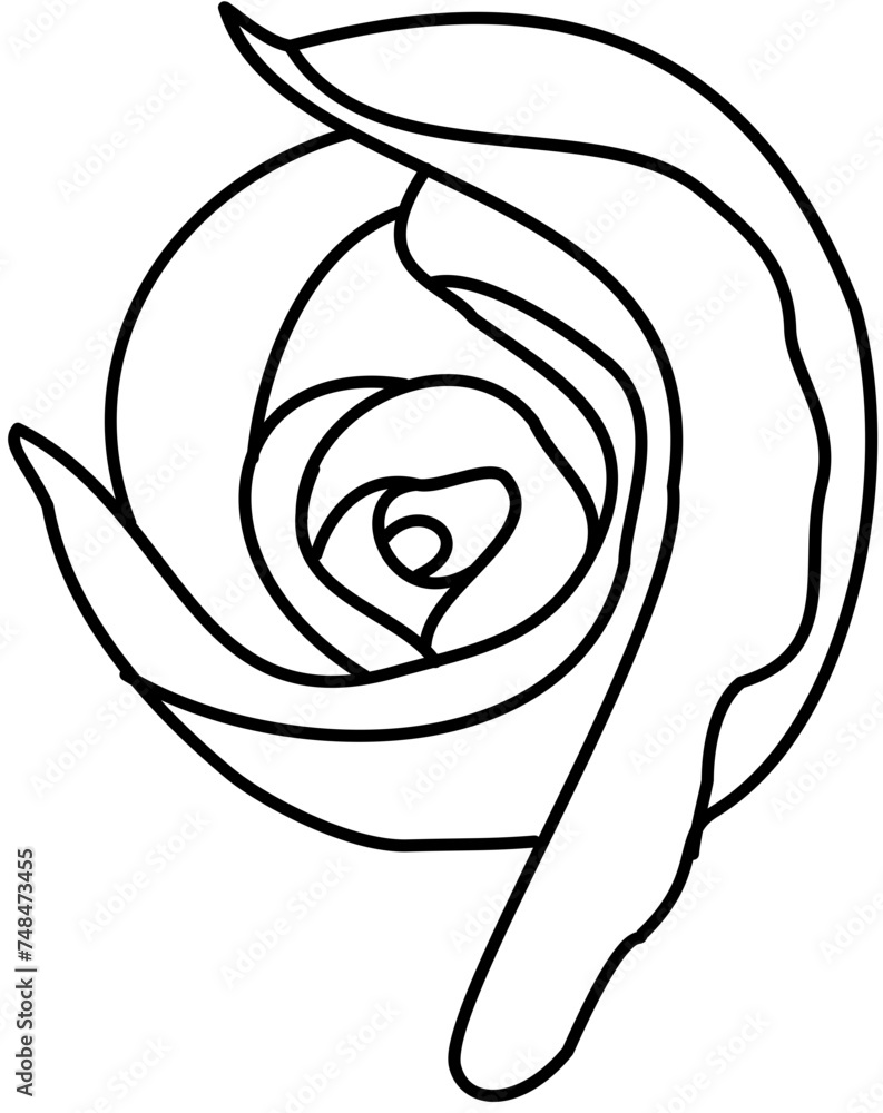 Beauty single Rose doodle outline Beauty single Rose doodle outline