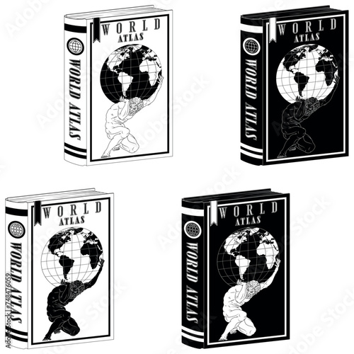 Atlas college book with world maps