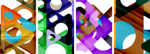 Abstract background set featuring captivating triangles. Harmonious blend of geometry and style, these designs bring modern flair