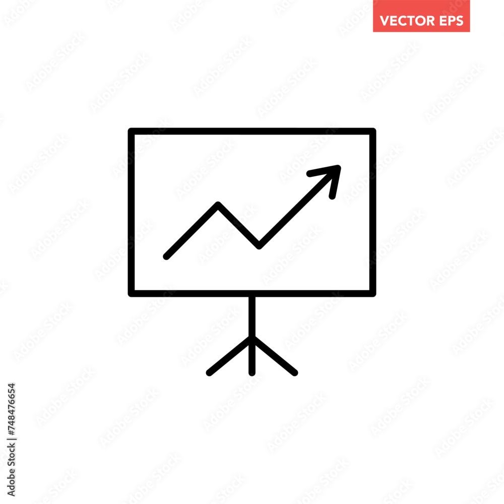 Black single financial analytics board line icon, simple growing business presentation flat design pictogram vector for app ads web banner ui ux interface elements isolated on white background Black single financial analytics board line icon, simple growing business presentation flat design pictogram vector for app ads web banner ui ux interface elements isolated on white background