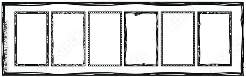 Set of frames in Brazilian cordel woodcut style. Vector illustration