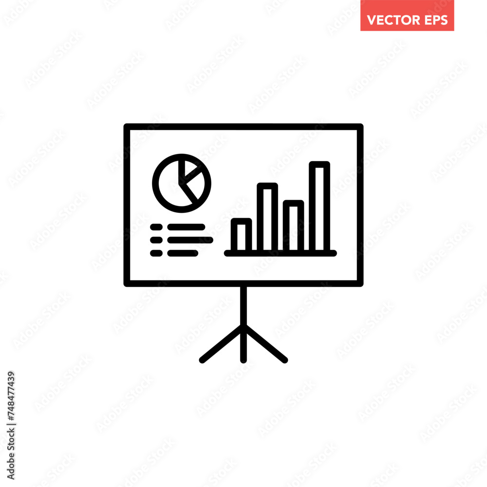 Single black financial presentation board line icon, simple business analysis graph flat design pictogram vector for app ads web banner button ui ux interface elements isolated on white background Single black financial presentation board line icon, simple business analysis graph flat design pictogram vector for app ads web banner button ui ux interface elements isolated on white background