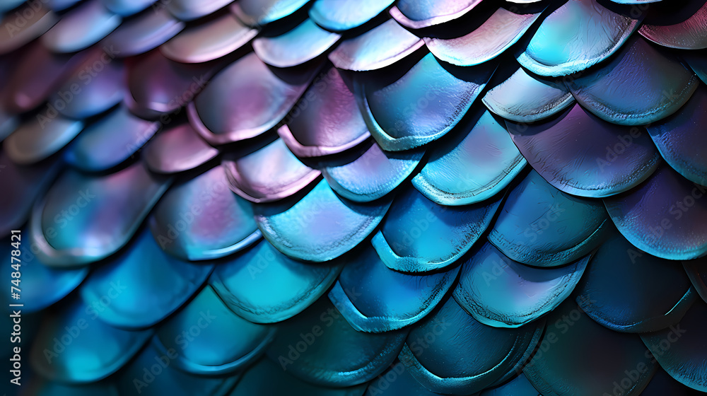 Close-up texture of scales with metallic shine Close-up texture of scales with metallic shine