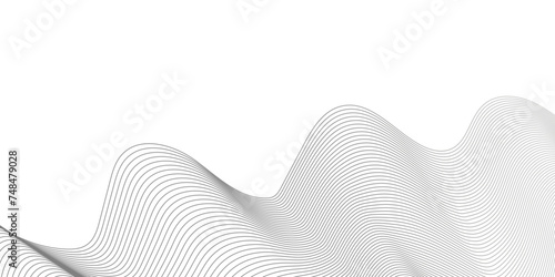 Abstract wavy flowing curve gradient line color on transparent background. Glowing wavy lines with mesh technology connection concept. Modern wavy stripes on white background isolated. 