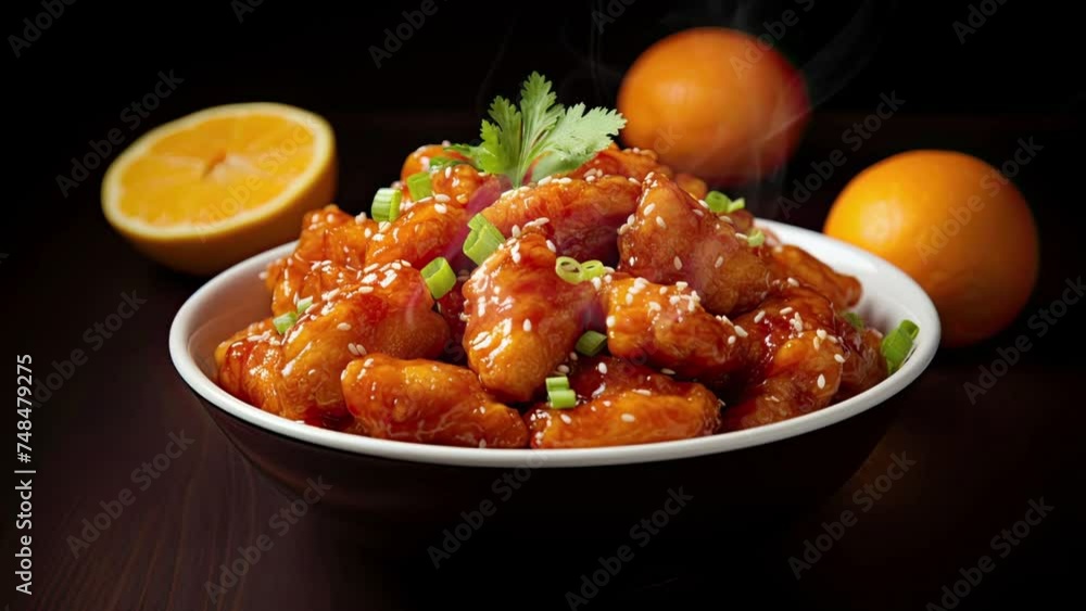 Zooming in a Delicious Bowl of Orange Chicken Zooming in a Delicious Bowl of Orange Chicken