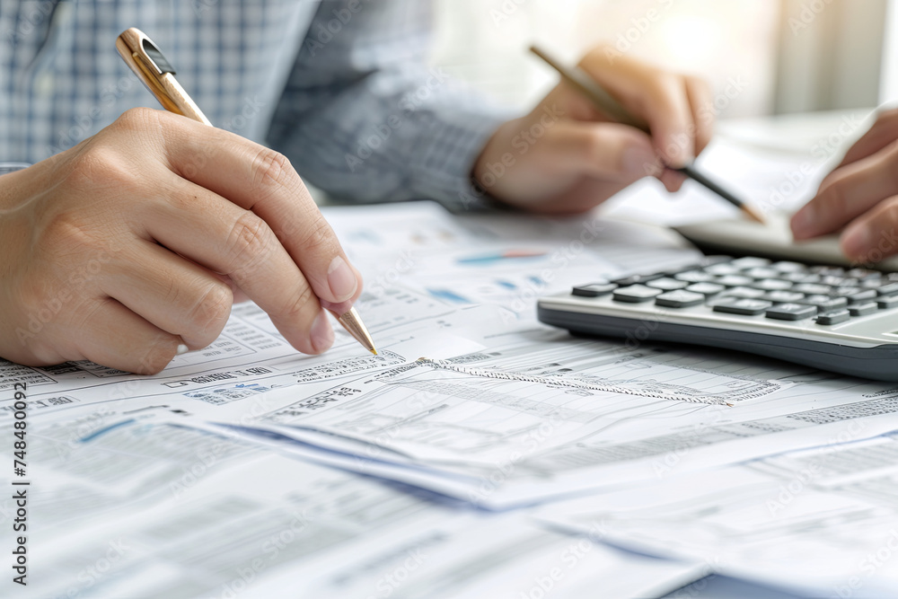 Accountants completing tax forms Accountants completing tax forms