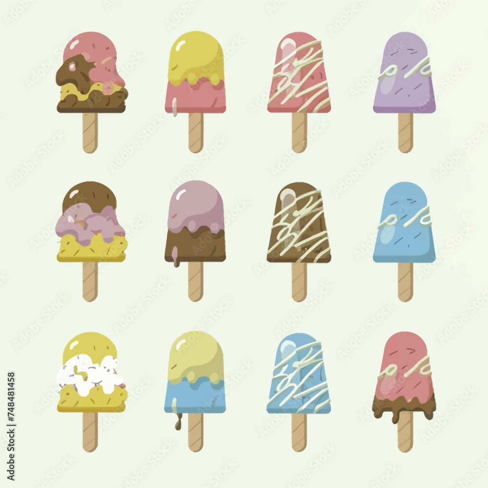 Ice cream illsutration vector set Ice cream illsutration vector set