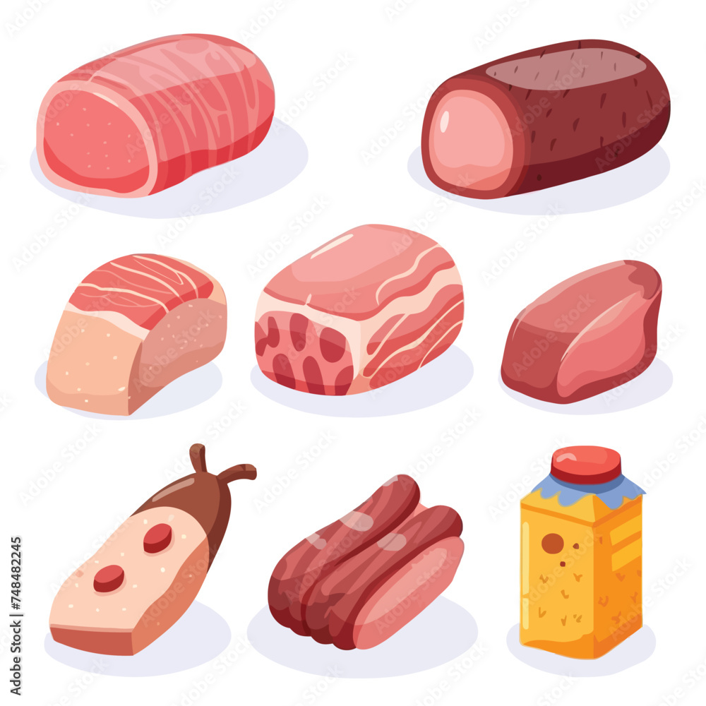 Meat products illustration set Meat products illustration set