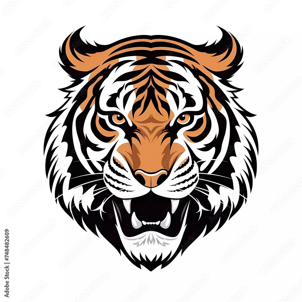 tiger design vector image on white background, vector illustration, animal logo. generative ai