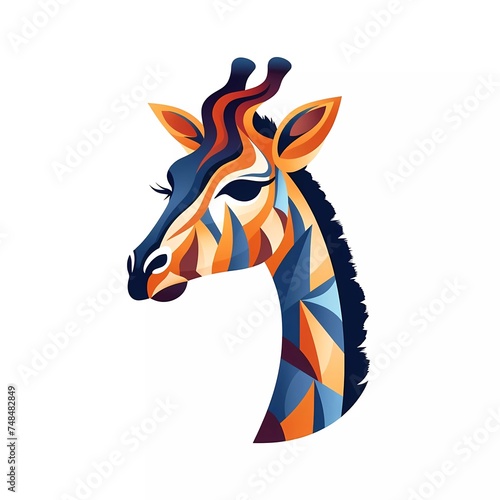 giraffe design vector image on white background  vector illustration  animal logo. generative ai