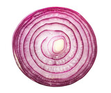 Slice of red onion isolated on transparent background